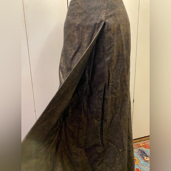 Carmen Marc Valvo Signature Maxi Skirt 8 Women Green Aline Shiny Elegant Party - Picture 3 of 15